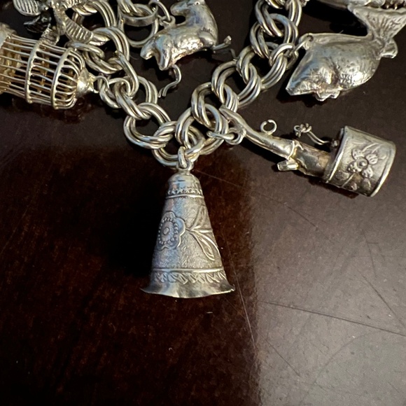 South Asian-Inspired Silver Charm Bracelet – 16 Charms - Picture 7 of 16